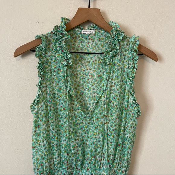 Poupette St Barth Triny Mini Green Floral Dress Large - Picture 5 of 12